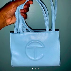 telfar small pool blue bag